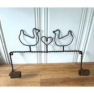Primitive Twisted Wire Ducks & Heart Paper Towel Holder